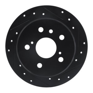 Lexus ES300 Brake Rotor (1) - Rear Right - R1 Concepts - Drilled & Slotted - Black - `92-`03